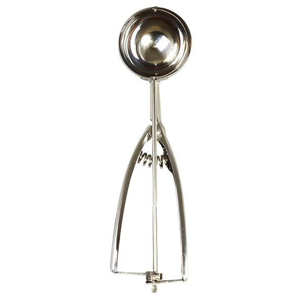 Stainless steel professional ice cream scoop with 85ml capacity and ergonomic handle

