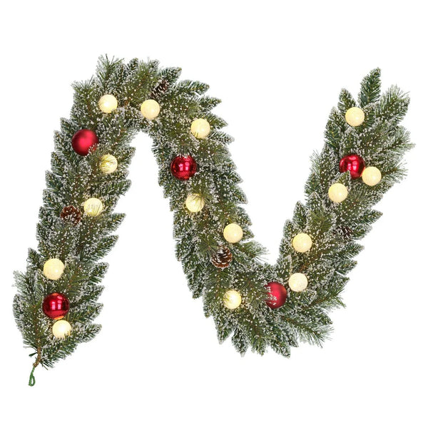 Frosted Garland with Timer Pre-Lit