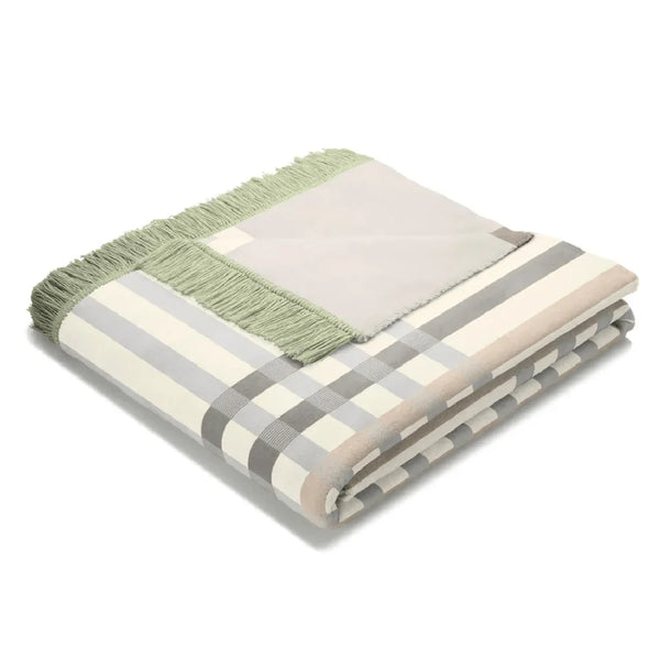 Biederlack Cotton Rich Border Check Green 140 x 180