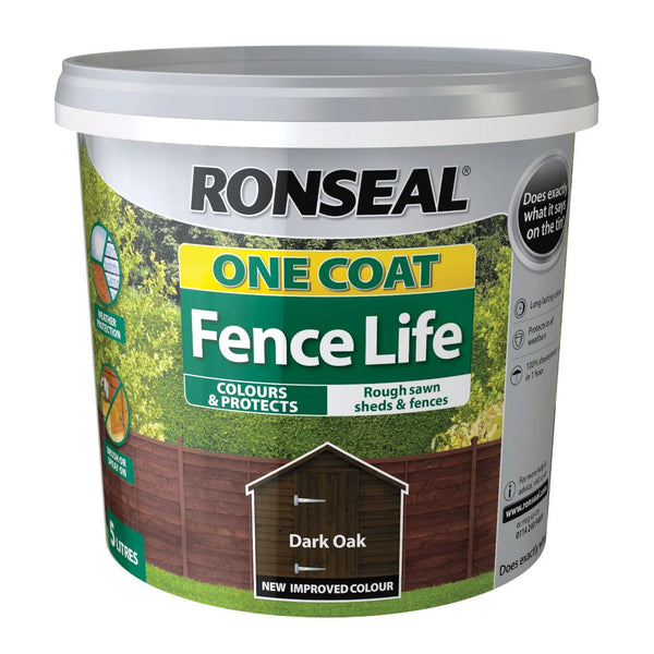 Ronseal One Coat Fence Life 5L - Dark Oak