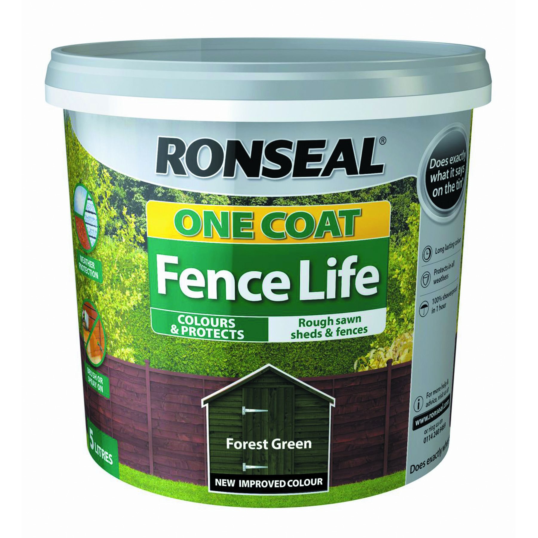 Ronseal One Coat Fence Life 5L - Forest Green
