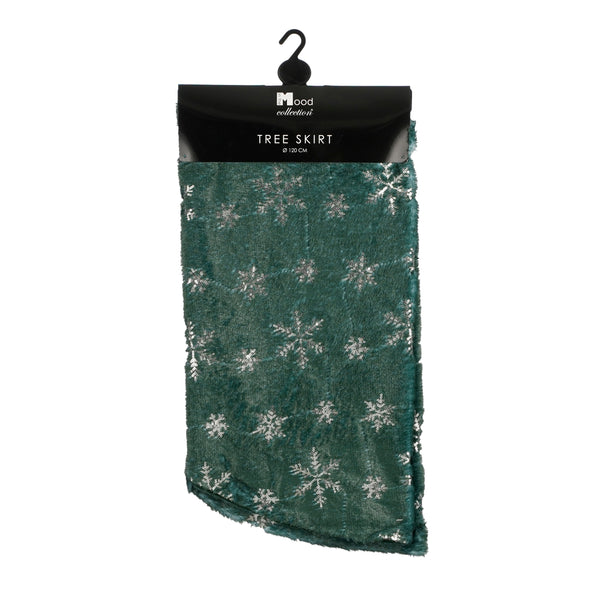 Green Snowflake Christmas Tree Skirt