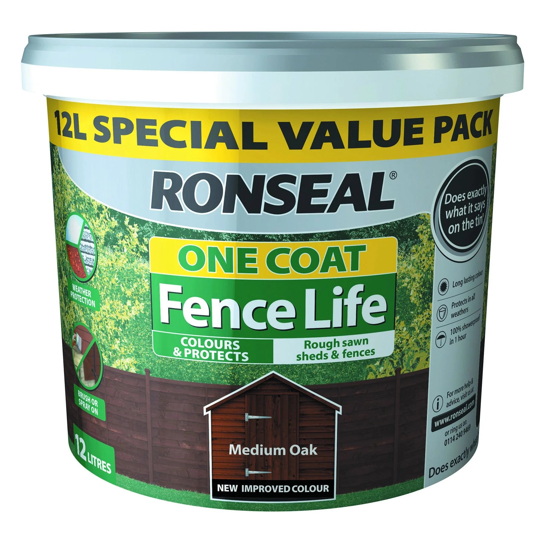 Ronseal One Coat Fence Life 5L - Medium Oak