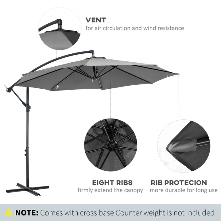 Overhang Parasol 3m Grey