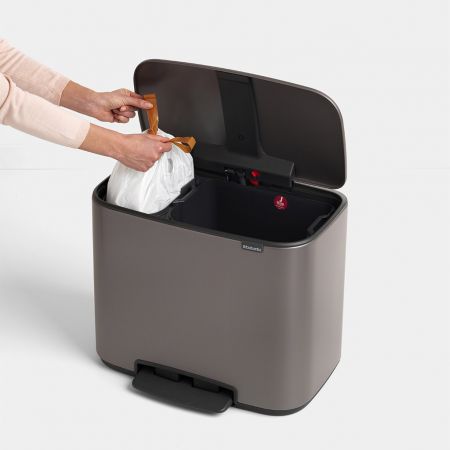 Brabantia Bo Double Pedal Bin 11+23L | Platinum