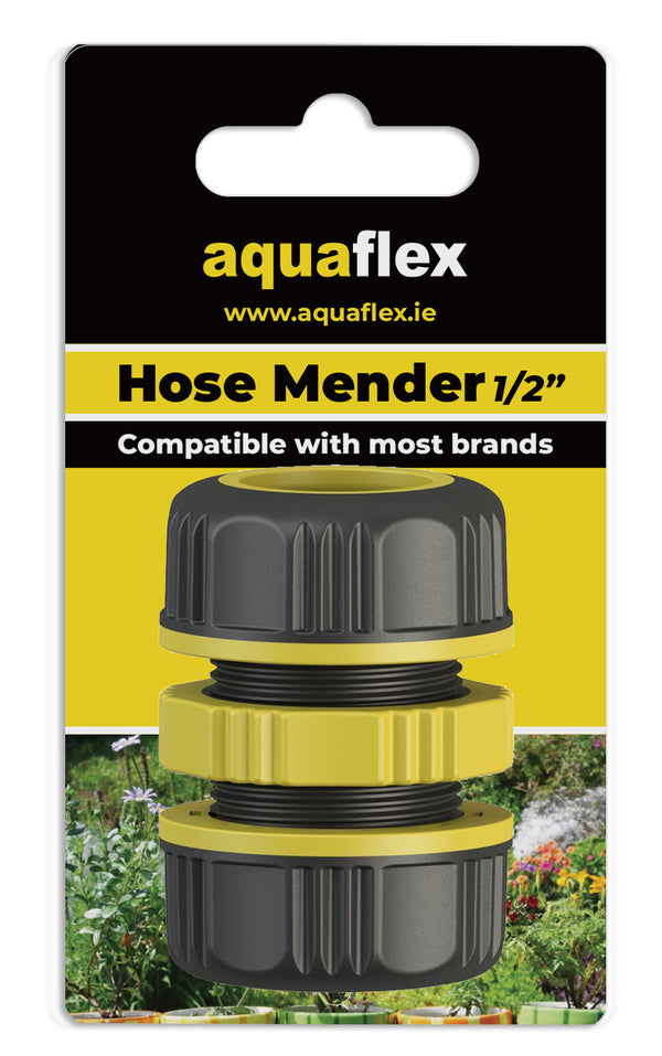 Close-up of the Aquaflex 1/2" Hose Mender for garden hose repair – durable and easy to install.







