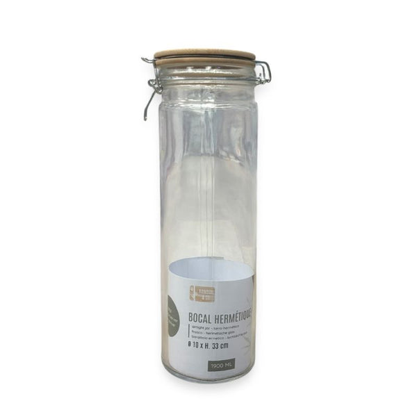 Bamboo Glass Storage Jar 33cm 1.9L