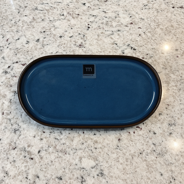 La Mediterránea Chester Blue Oval Tray 30.5x17.5 cm