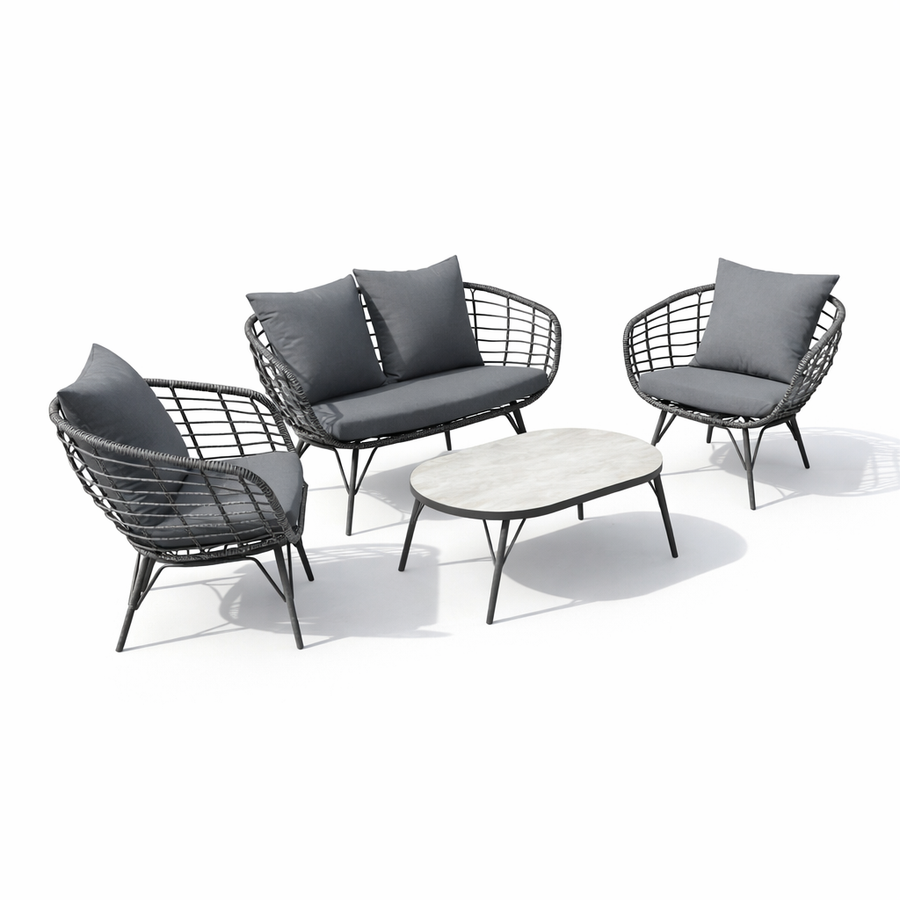 Evora Wicker Lounge Set in Grey