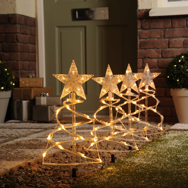 Set of 4 Pathfinders Trees- Warm White