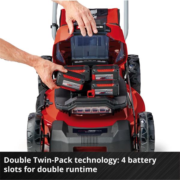 Einhell Power X-Change 36V Cordless Mower, 52cm Cutting Width, 4x 5.2Ah - Steel Deck