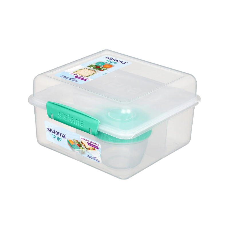 Sistema Lunch Cube Max ToGo with Yogurt Pot - Clear/Teal