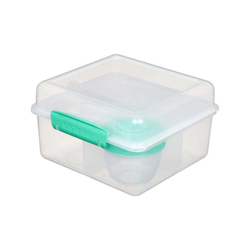 Sistema Lunch Cube Max ToGo with Yogurt Pot - Clear/Teal
