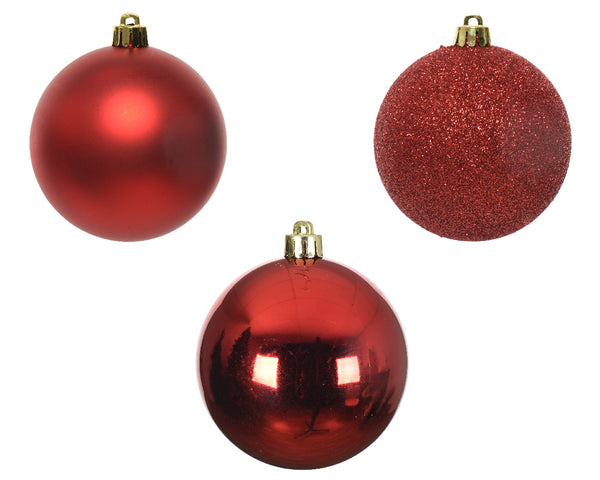 Tube of 10 Shatterproof 6cm Baubles - Red