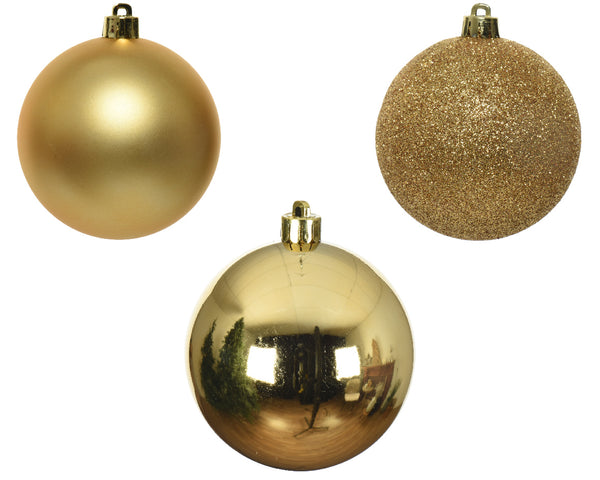 Tube of 10 Shatterproof 6cm Baubles - Gold