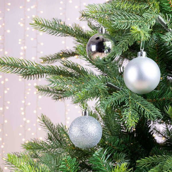 Tube of 10 Shatterproof 6cm Baubles - Silver