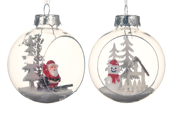 Decorated Bauble 8cm - Transparent with Landscape