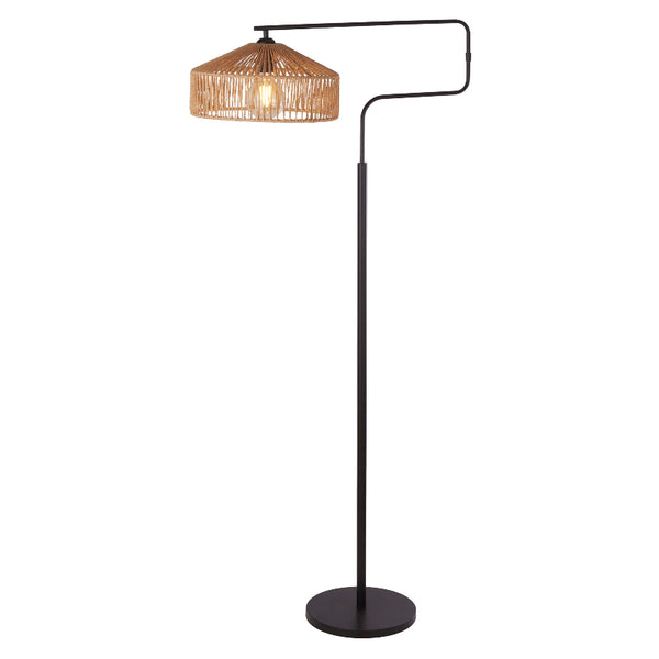 Lux & Belle Floor Lamp -Black Metal & Natural Jute Effect