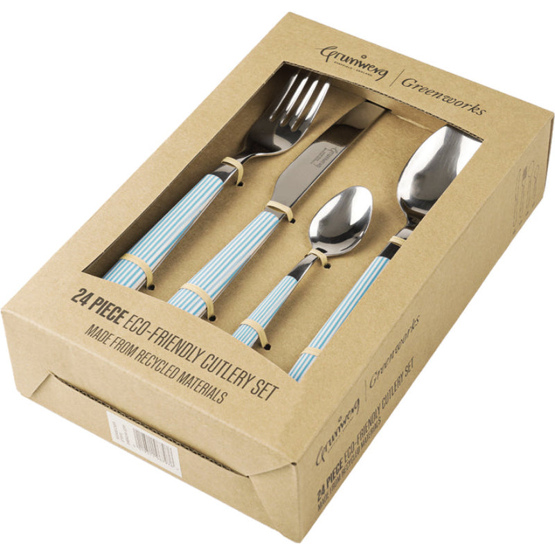 24 Piece Cutlery Set Seersucker Stripe