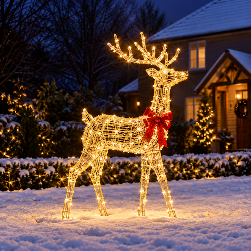 1m Lit Golden Elegance Twist Standing Reindeer with 300 Warm Whi