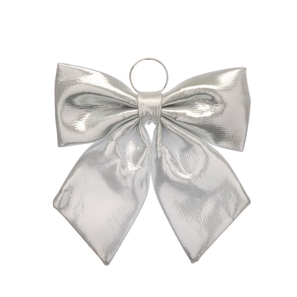 Silver Velvet Bow 34cm