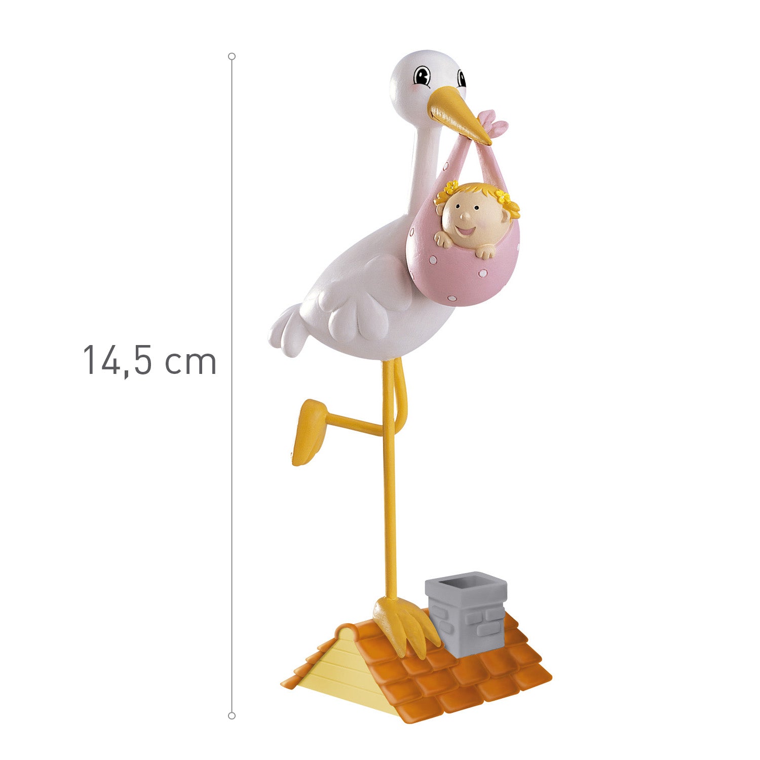 Christening Baby Girl Stork 10cm