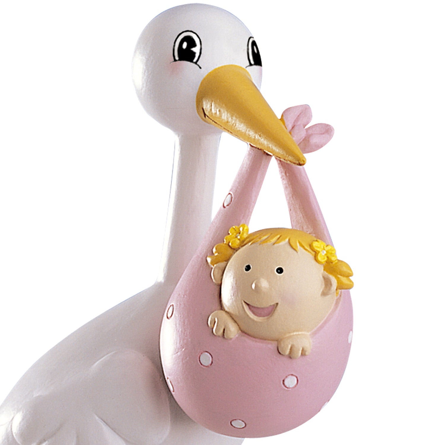 Christening Baby Girl Stork 10cm