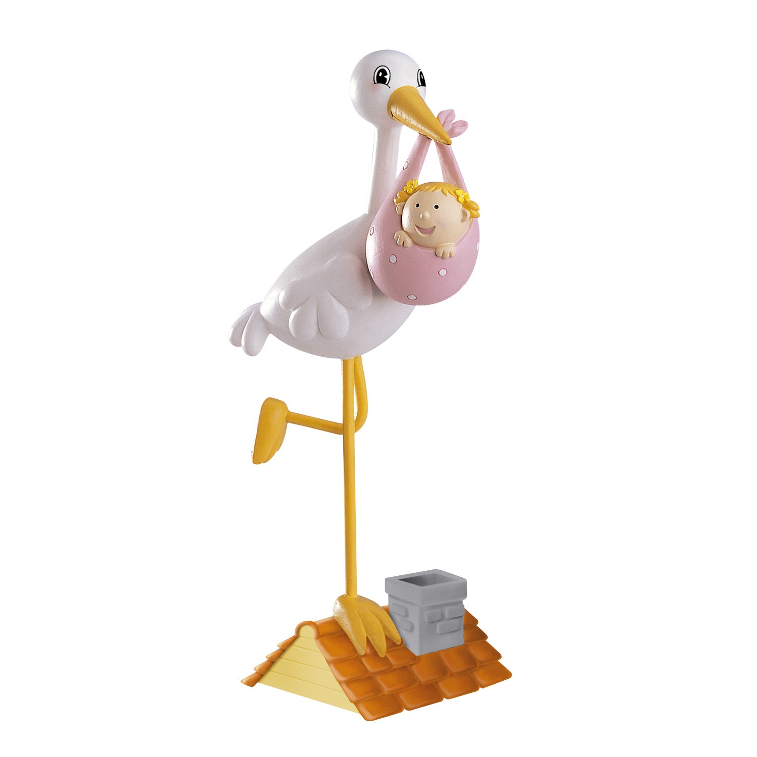 Christening Baby Girl Stork 18cm