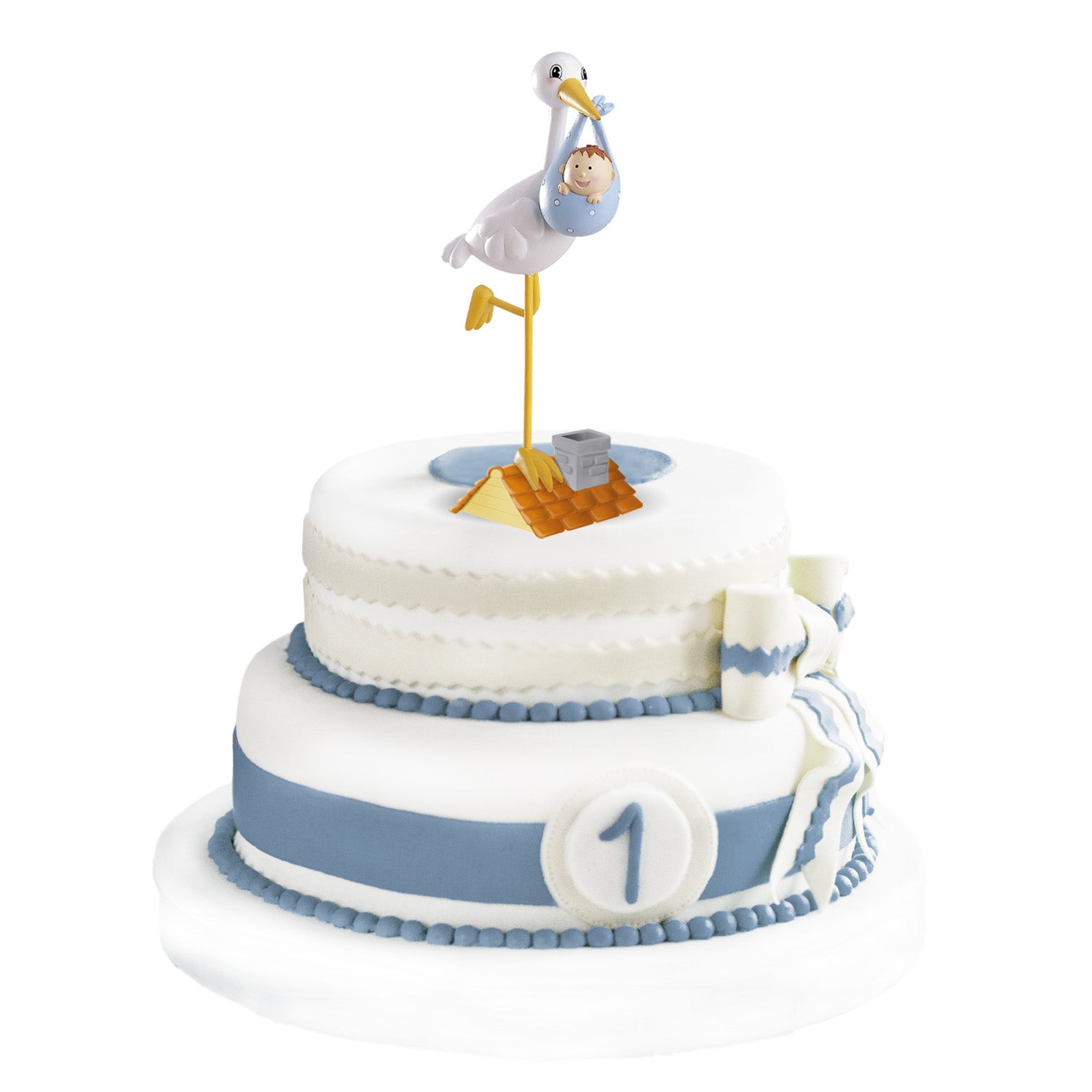 Christening Baby Boy Stork 18cm