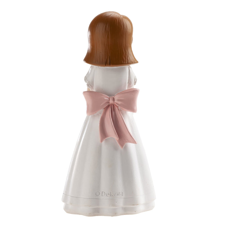 COMMUNION GIRL ROSARY PINK RIBBON 16CM Cake Topper