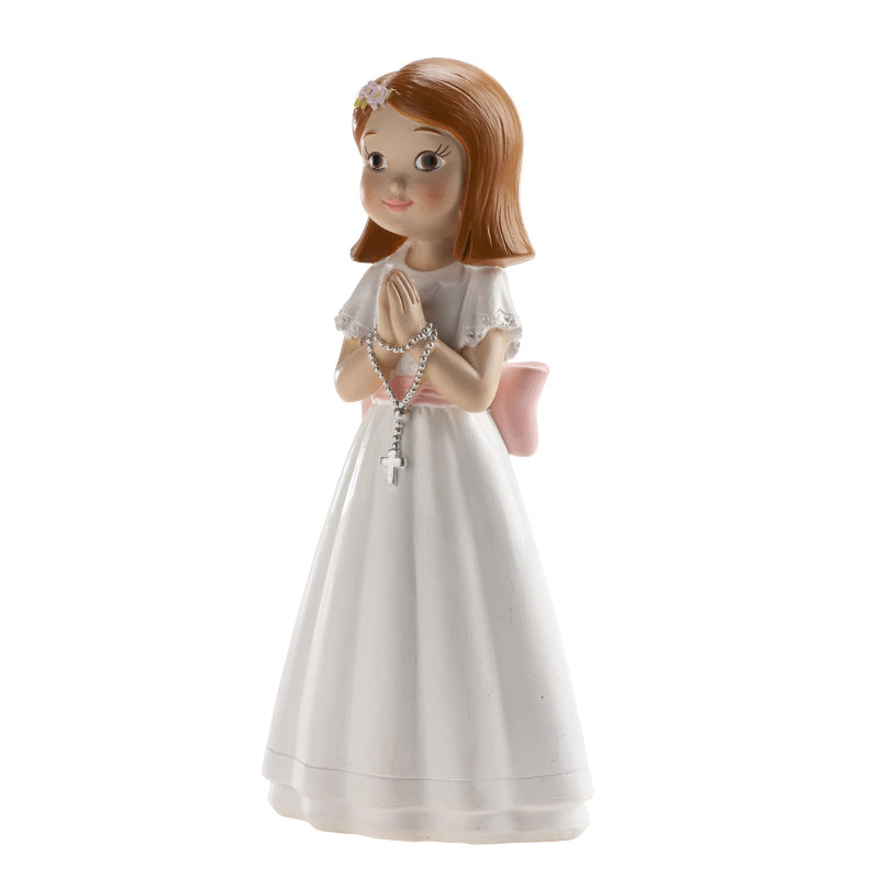 COMMUNION GIRL ROSARY PINK RIBBON 16CM Cake Topper