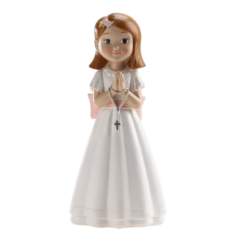 COMMUNION GIRL ROSARY PINK RIBBON 16CM Cake Topper