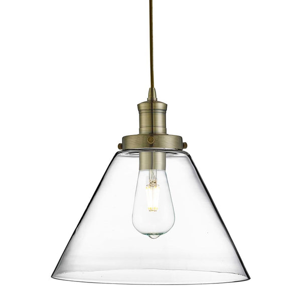 Pyramid Pendant - Antique Brass & Glass