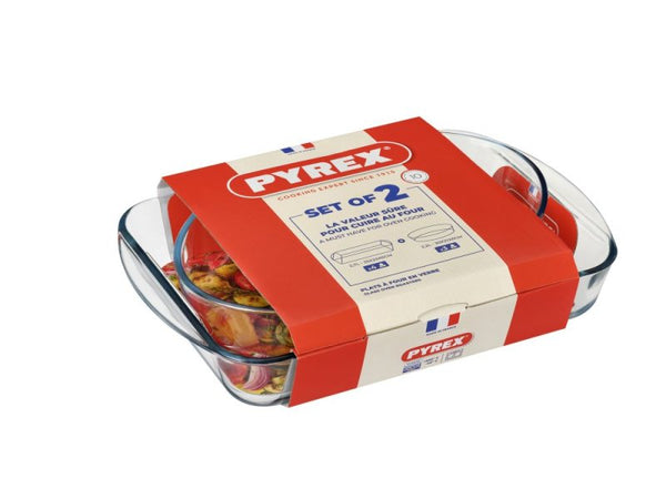 Pyrex 2 Piece Roaster Set 30x21cm & 35x23cm