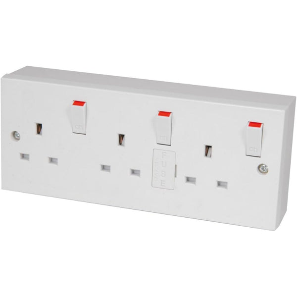 Powermaster 3 Gang Switched Socket With Back Box