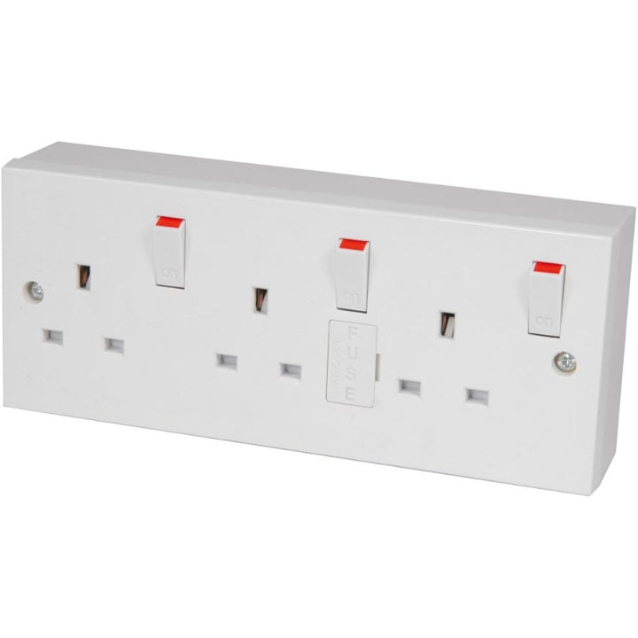 Powermaster 3 Gang Switched Socket With Back Box