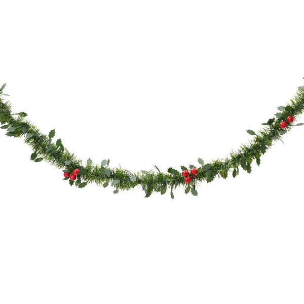 Tinsel Garland – PVC with Leaves & Berries