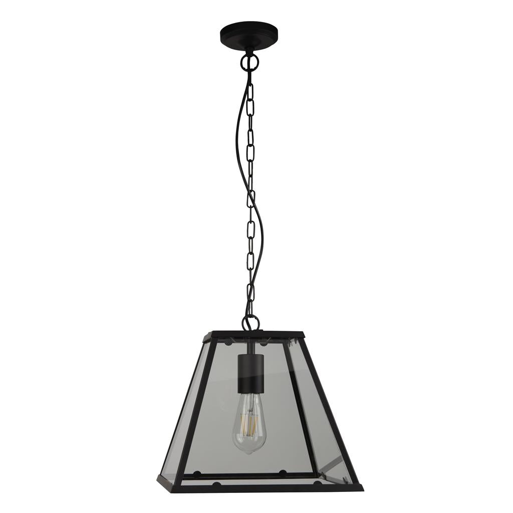 Lantern Noir Pendant - Black Metal & Clear Glass