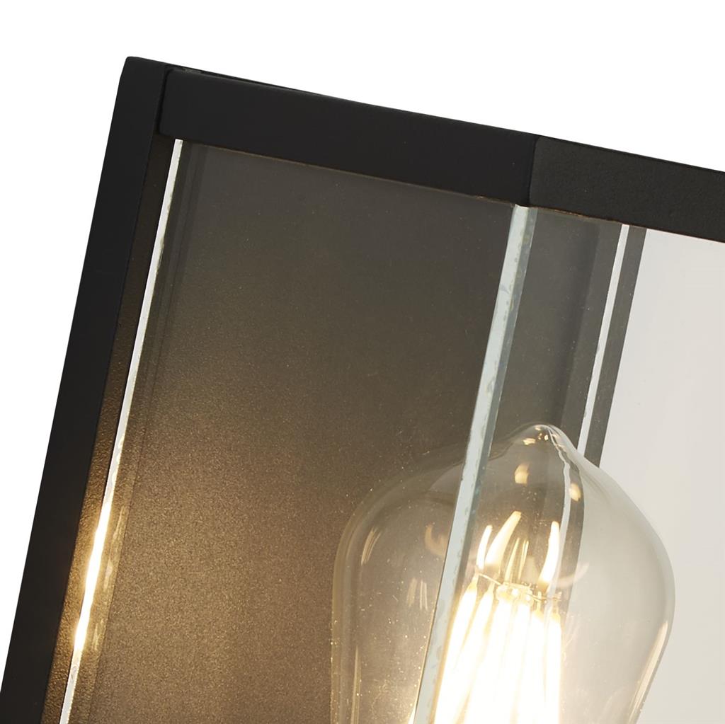 Bakerloo Outdoor Wall Light - Black Metal & Clear Glass