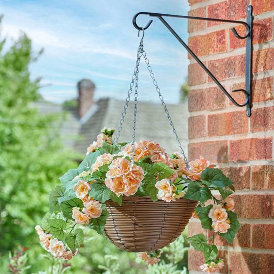 30cm Artificial Hanging Basket - Begonia Blooms