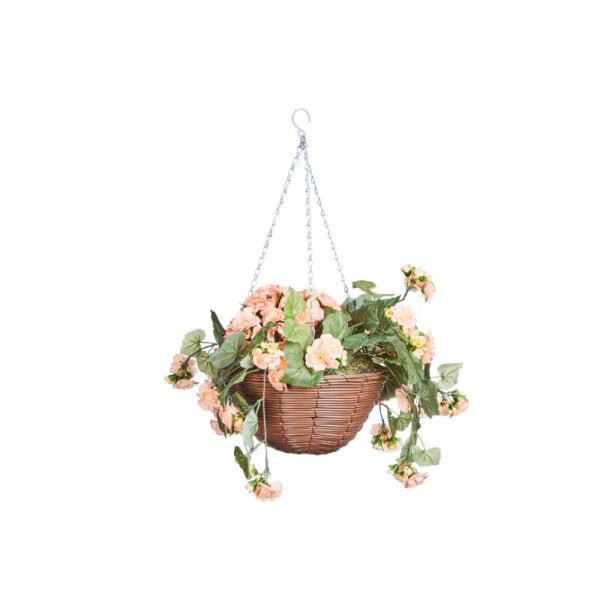 30cm Artificial Hanging Basket - Begonia Blooms