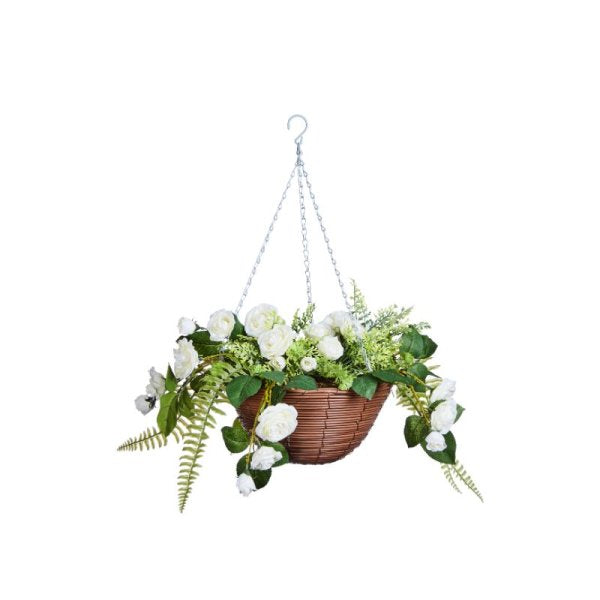 30cm Artificial Hanging Basket - Rose Sensation
