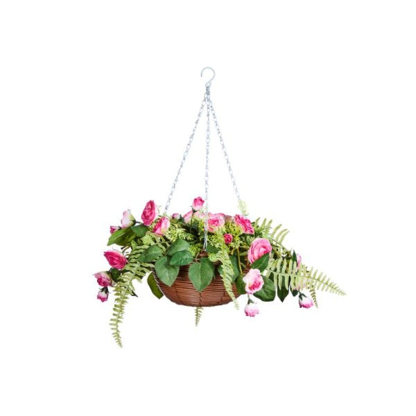 30cm Artificial Hanging Basket - Pink Perfection