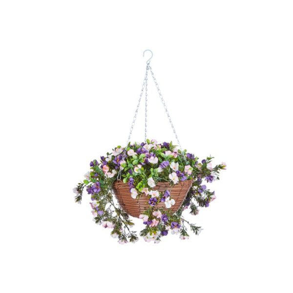 30cm Artificial Hanging Basket - Petunias