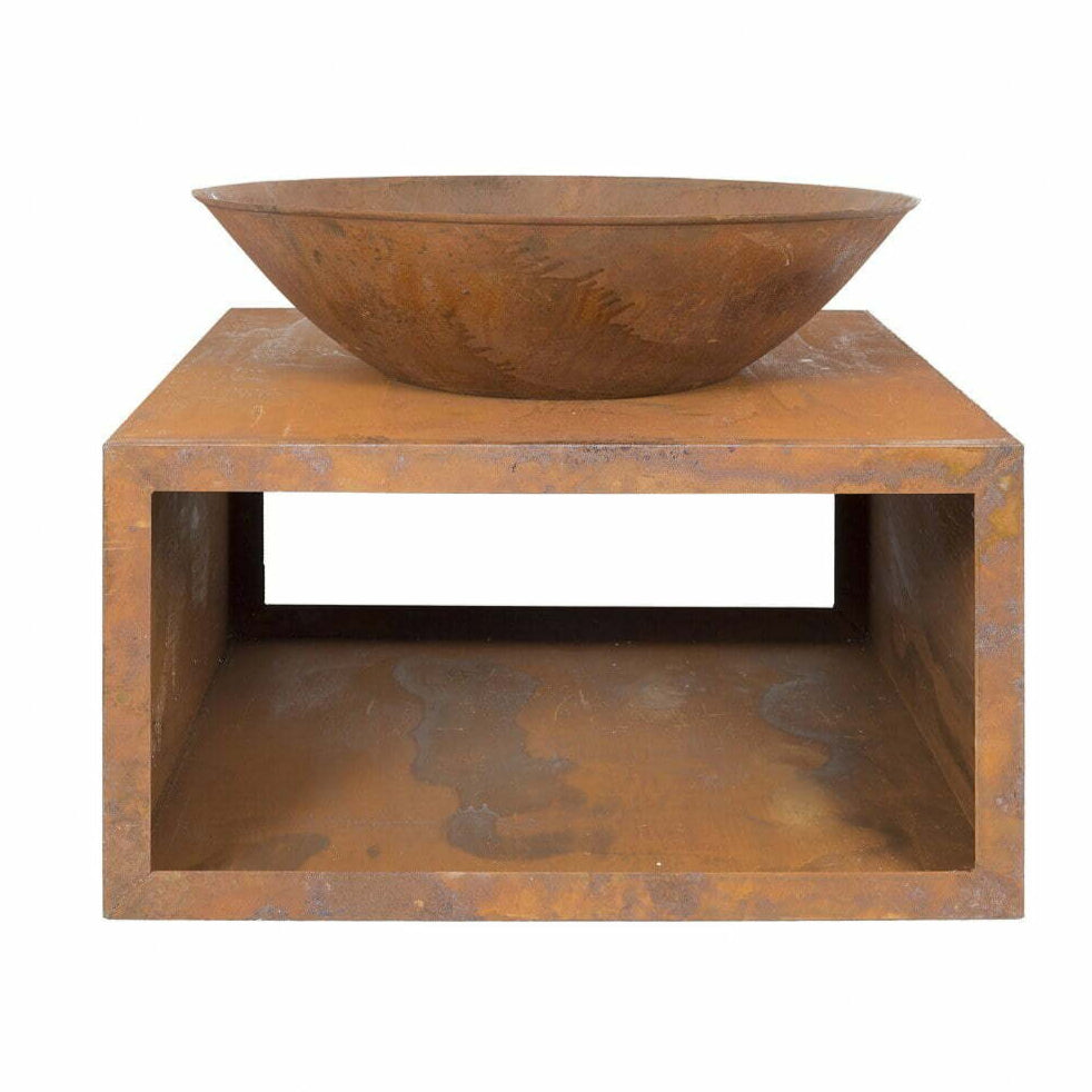 La Hacienda Moho Steel Firepit with Log Storage