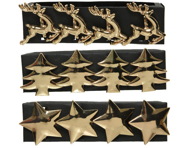 Napkin Rings – Zinc Deer, Tree & Star Designs (Set of 3 Assorted)