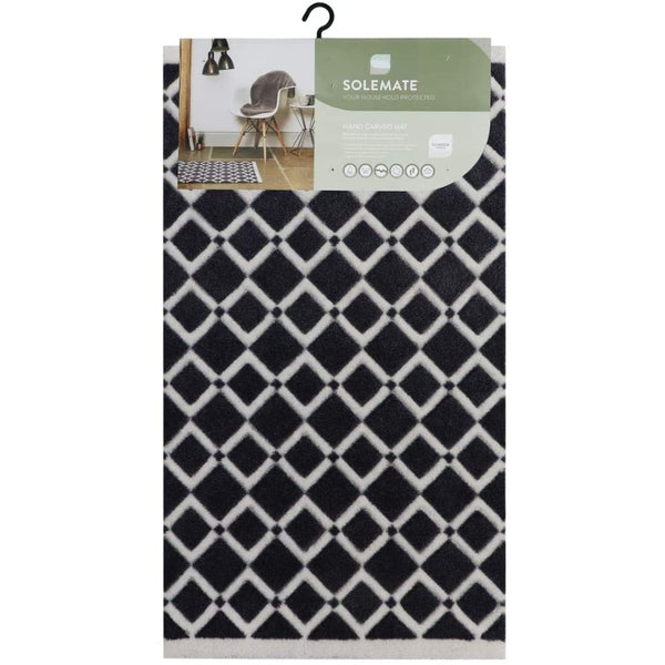 JVL SOLEMATE Hand Carved Diamond Door Mat, Grey
