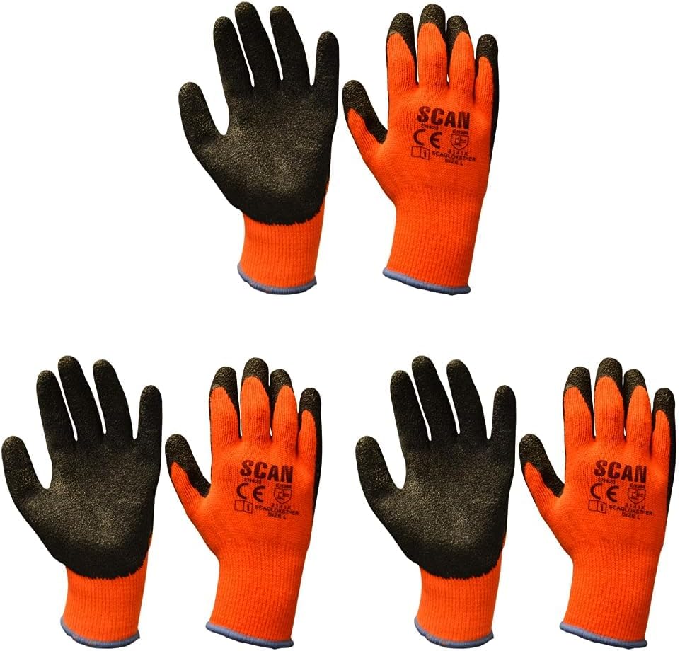 Scan Dipped Thermal Latex Gloves 3 Pairs