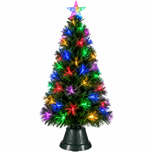 Luca Lighting Abbey Fibre Optic Christmas Tree Green Multicolour 95 LED – 90 x 40cm