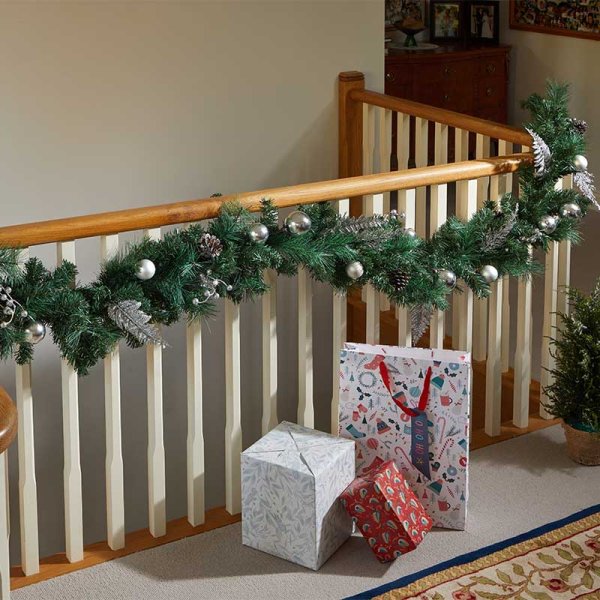 Christmas Baubly Garland Silver 180cm
